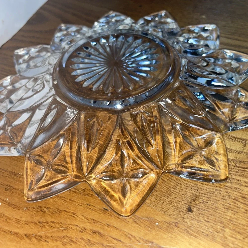1960s Vintage Clear Federal Glass Petal Cross Plate and Round Coupe‎ Bowl
